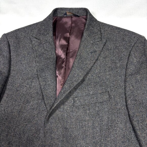 Banana Republic Wool Blend Tweed Herringbone Blazer Sport Coat w/Elbow Patch 44R - Picture 3 of 15